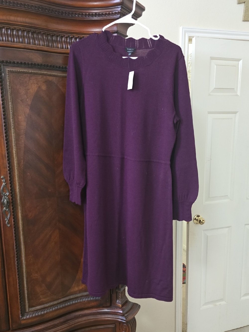 Talbots Purple Long Sleeve Knit Dress